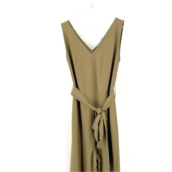 EVERLANE GoWeave Japanese Wide Leg Olive Belted Cottage Boho Comfy Luxe Jumpsuit - Picture 4 of 10